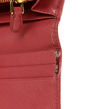 Prada Saffiano Metal Continental Flap Wallet Fragola 7 of 9