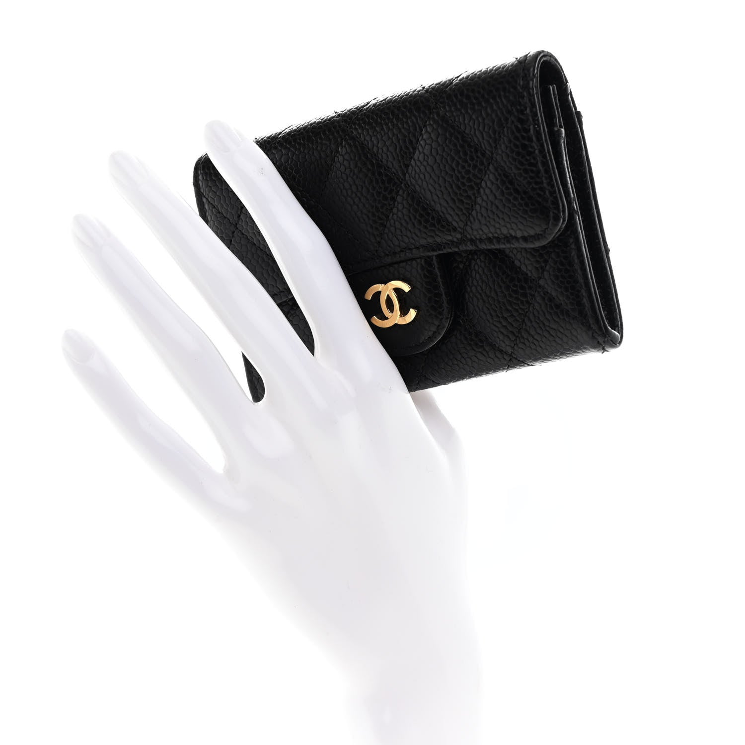 Chanel Caviar Quilted Flap Card Holder Wallet Black 2 of 9