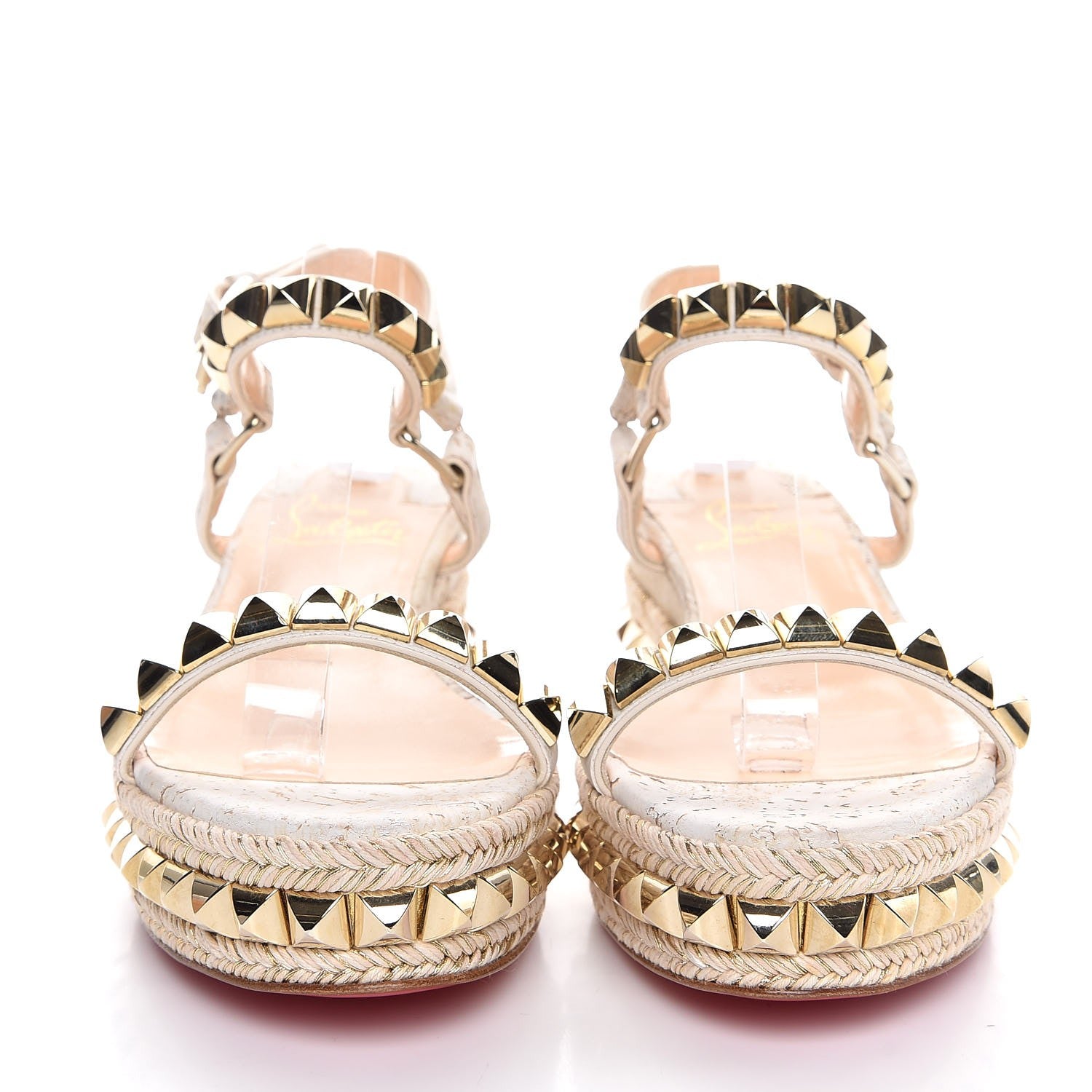 Christian Louboutin Cork Cataclou 60 Platform Sandals 36 Light Gold White 2 of 8