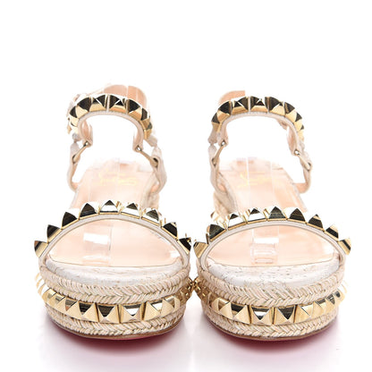 Christian Louboutin Cork Cataclou 60 Platform Sandals 36 Light Gold White 2 of 8