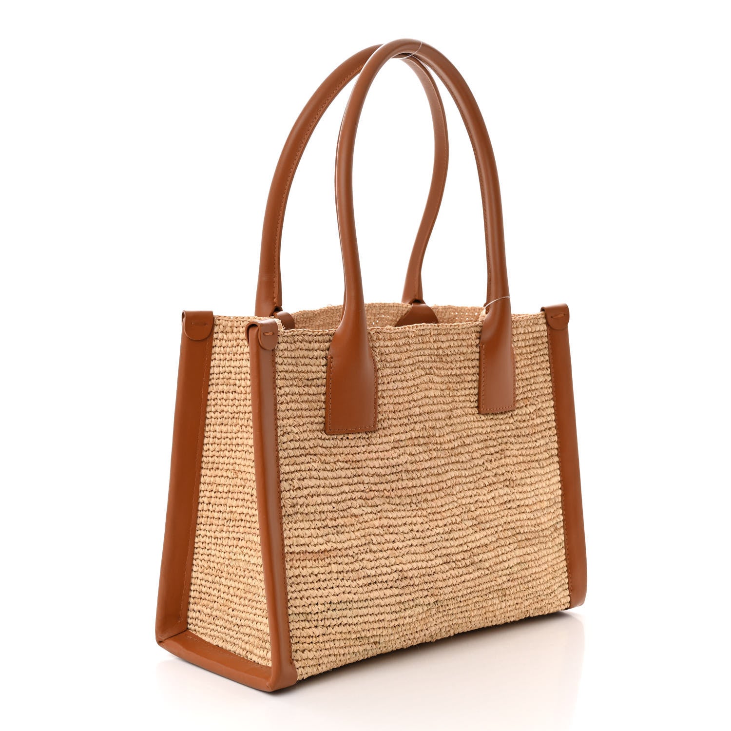Christian Louboutin Raffia Calfskin Small By My Side Tote Natural Cuoio 4 of 12