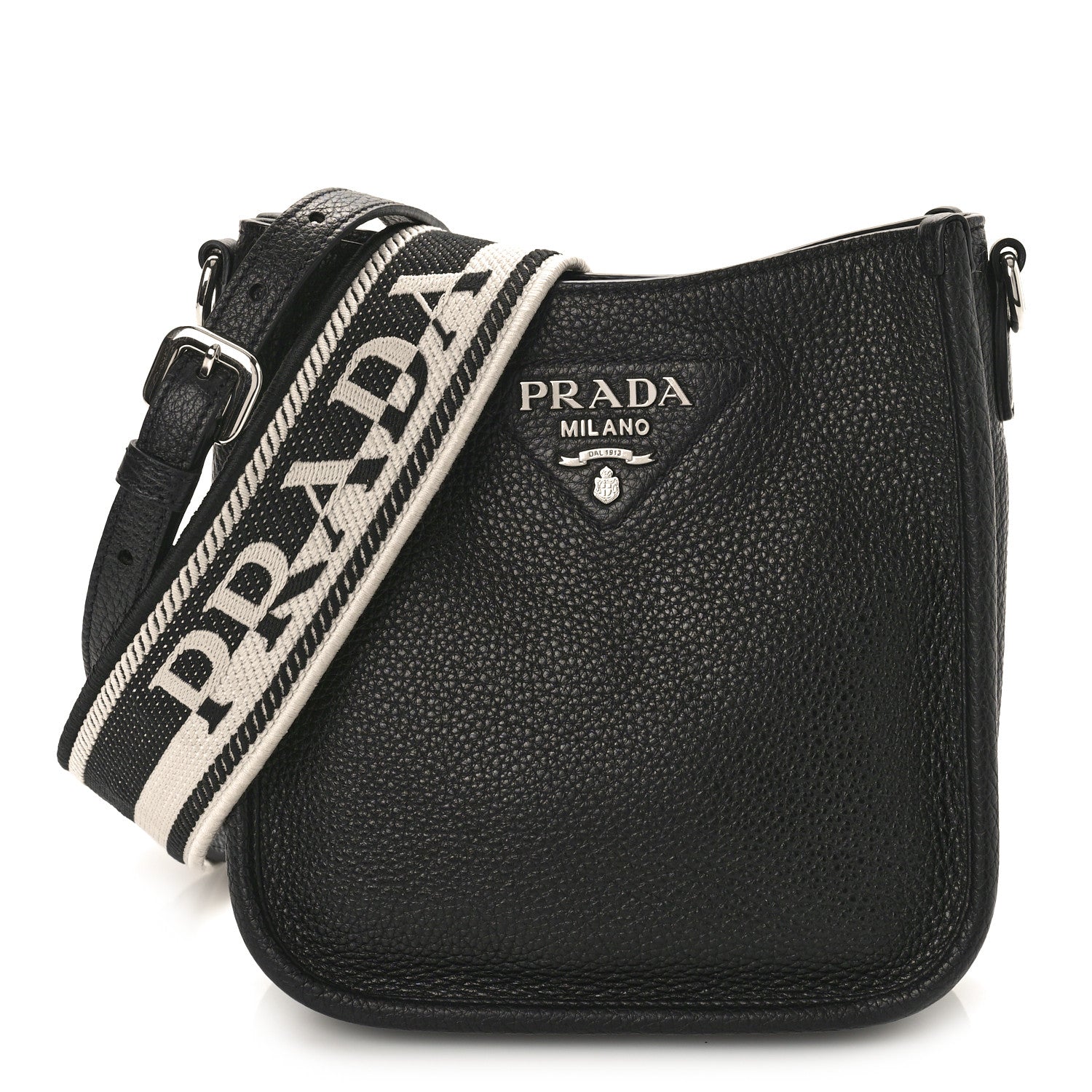 Prada Vitello Daino Soft Mini Hobo Messenger Bag Black 1 of 8