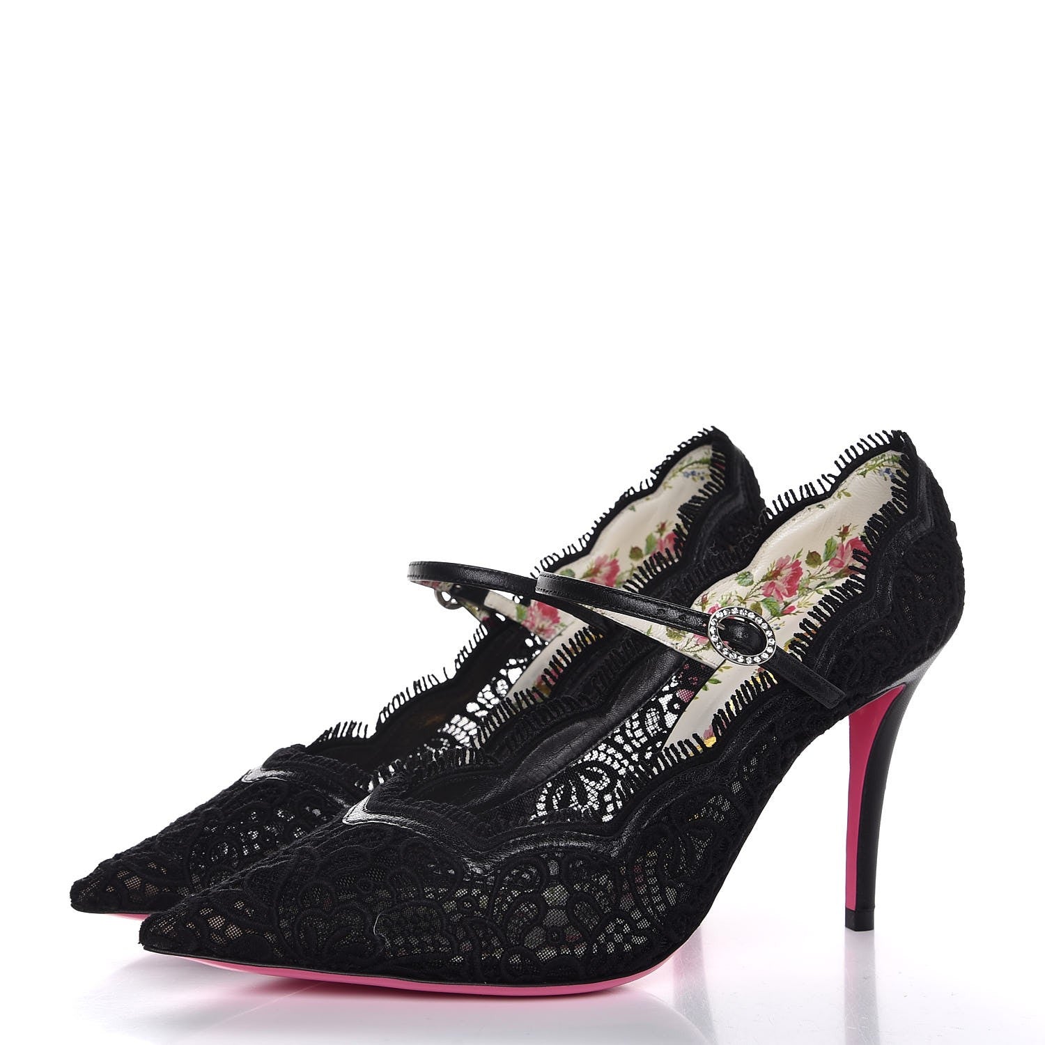 Gucci Lace Pizzo Venice Pumps 37.5 Black 3 of 8