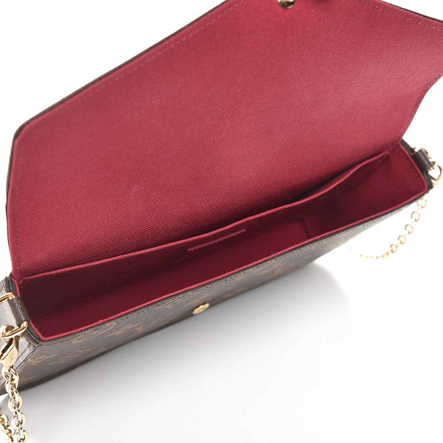Monogram Pochette Felicie Chain Wallet Fuchsia