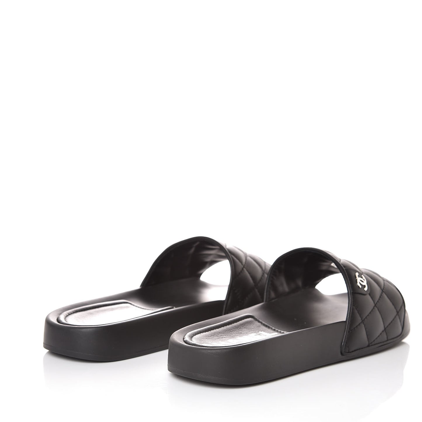 Lambskin Quilted CC Mules Sandals 37 Black