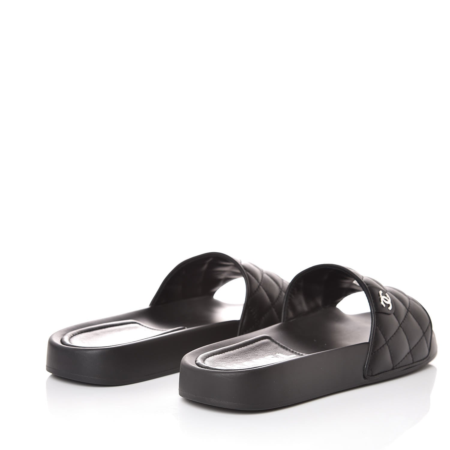 Chanel Lambskin Quilted CC Mules Sandals 37 Black 4 of 9