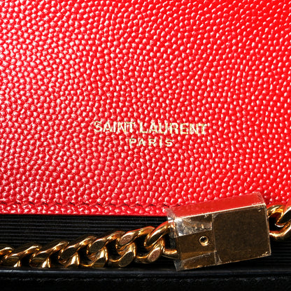 Saint Laurent Grain De Poudre Medium Monogram Kate Satchel Red 7 of 12