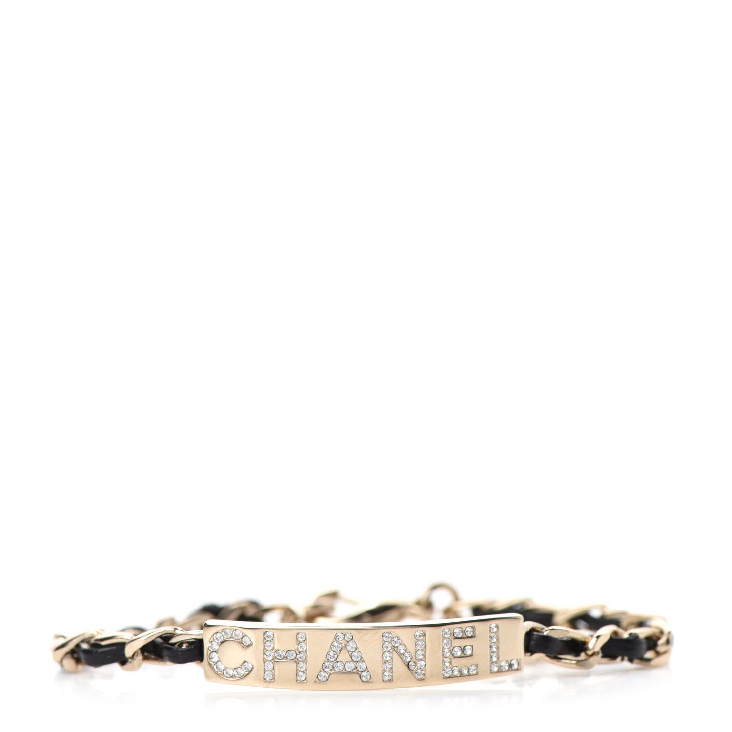 Chanel Metal Lambskin Crystal Sergeant Chanel Bracelet Gold 1 of 5