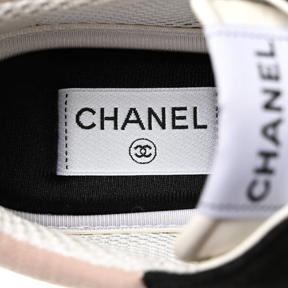 Chanel Suede Calfskin Fabric CC Sneakers 39 Dark Grey Light Pink 7 of 9