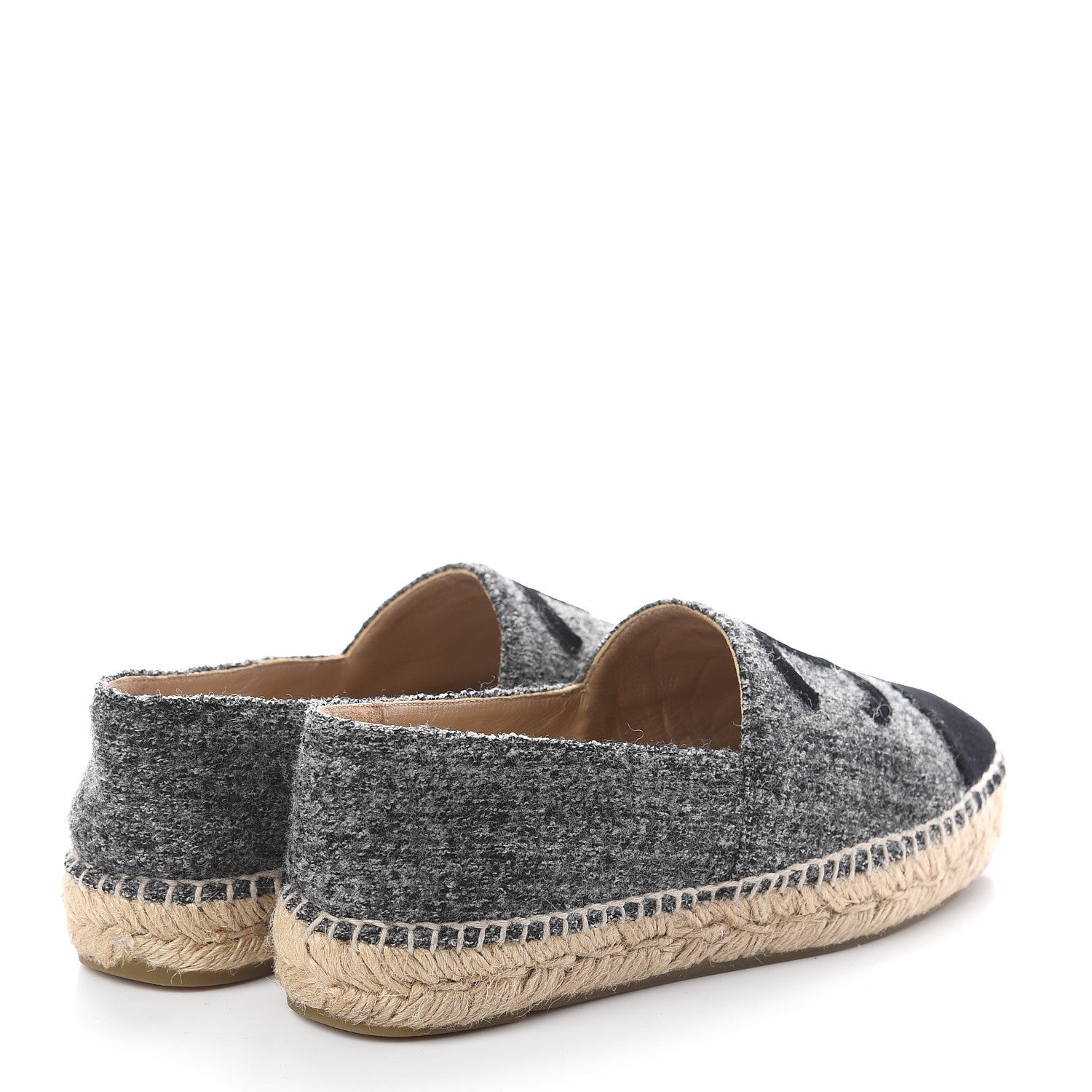 Chanel Tweed Velvet CC Espadrilles 36 Grey Black 4 of 7