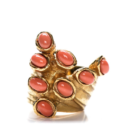 Saint Laurent Arty Dots Ring 7.5 Gold Coral 1 of 4