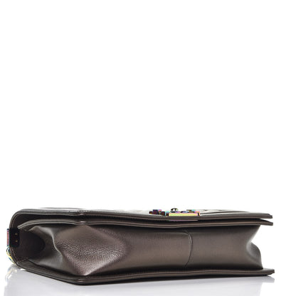 Chanel Iridescent Goatskin Quilted New Medium Boy Flap Dark Gold 4 of 8