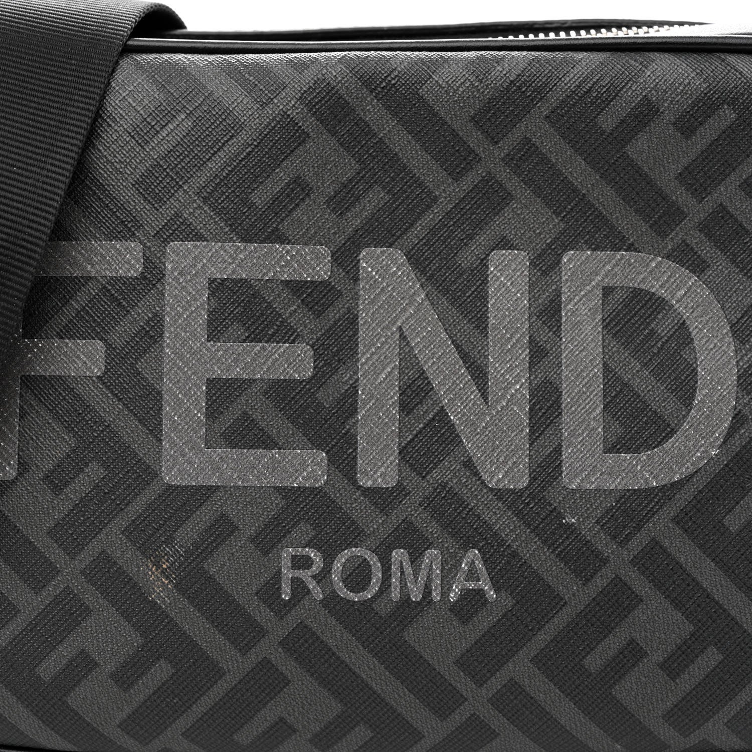 Fendi Shiny Glazed Fabric Vitello Cover FF 1974 Logo Medium Camera Case Black 8 of 10
