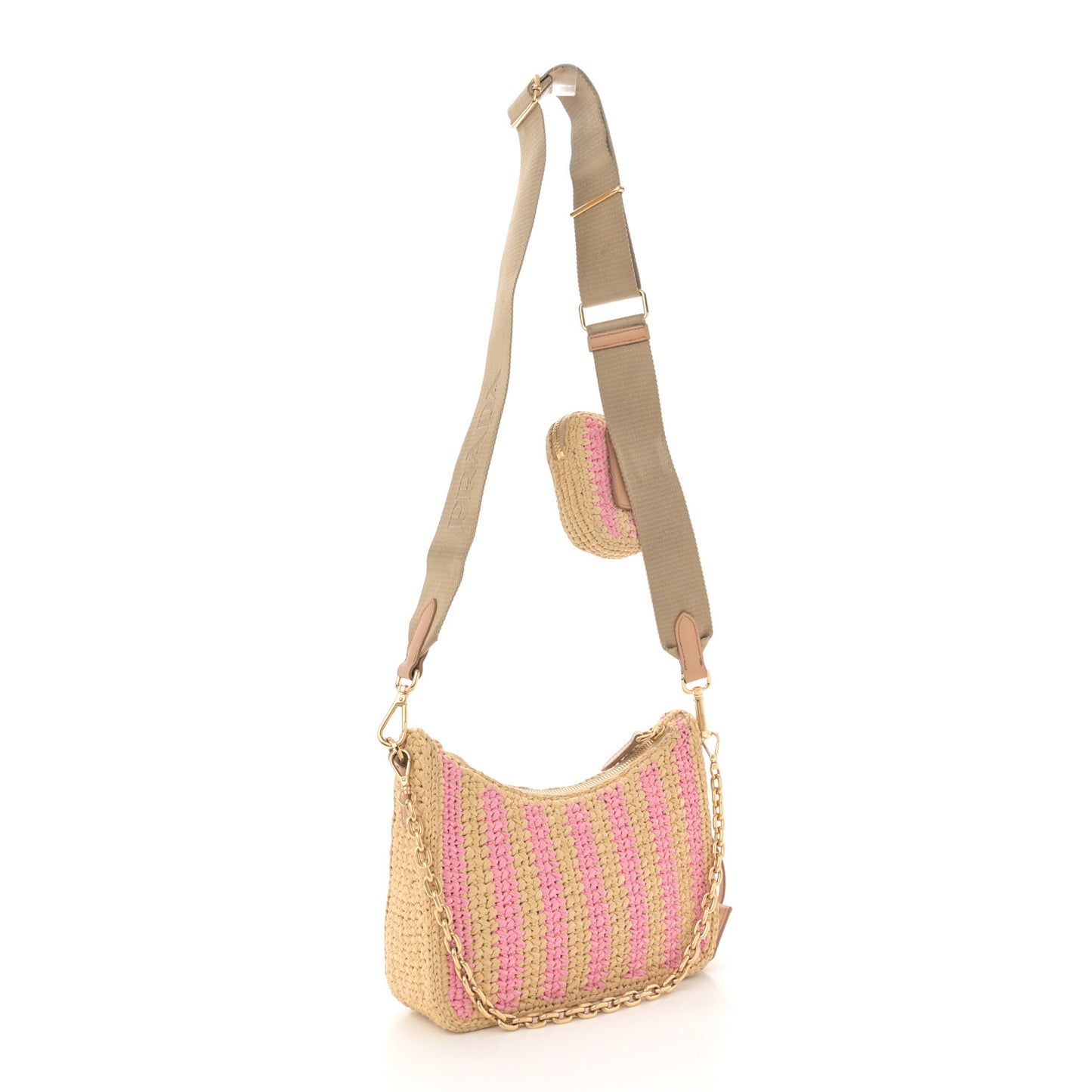 Yarn Raffia Effect Crochet Striped Re-Edition 2005 Shoulder Bag Naturale Petalo