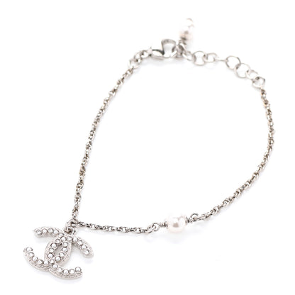 Chanel Pearl Crystal CC Bracelet Silver 1 of 5