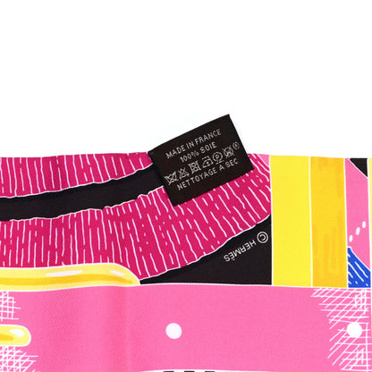 Hermes Silk Mors A Jouets Chemise Slim Maxi Twilly Rose Vif Jaune Vif 7 of 8