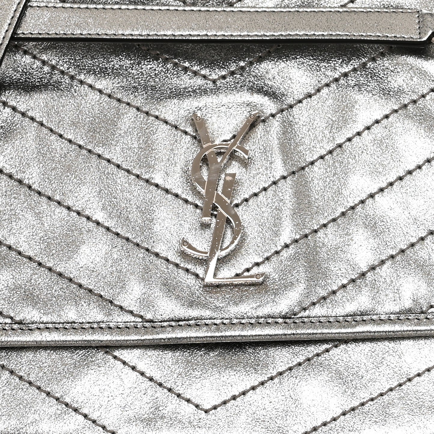 Metallic Lambskin Matelasse Monogram Medium Niki Chain Satchel Argento