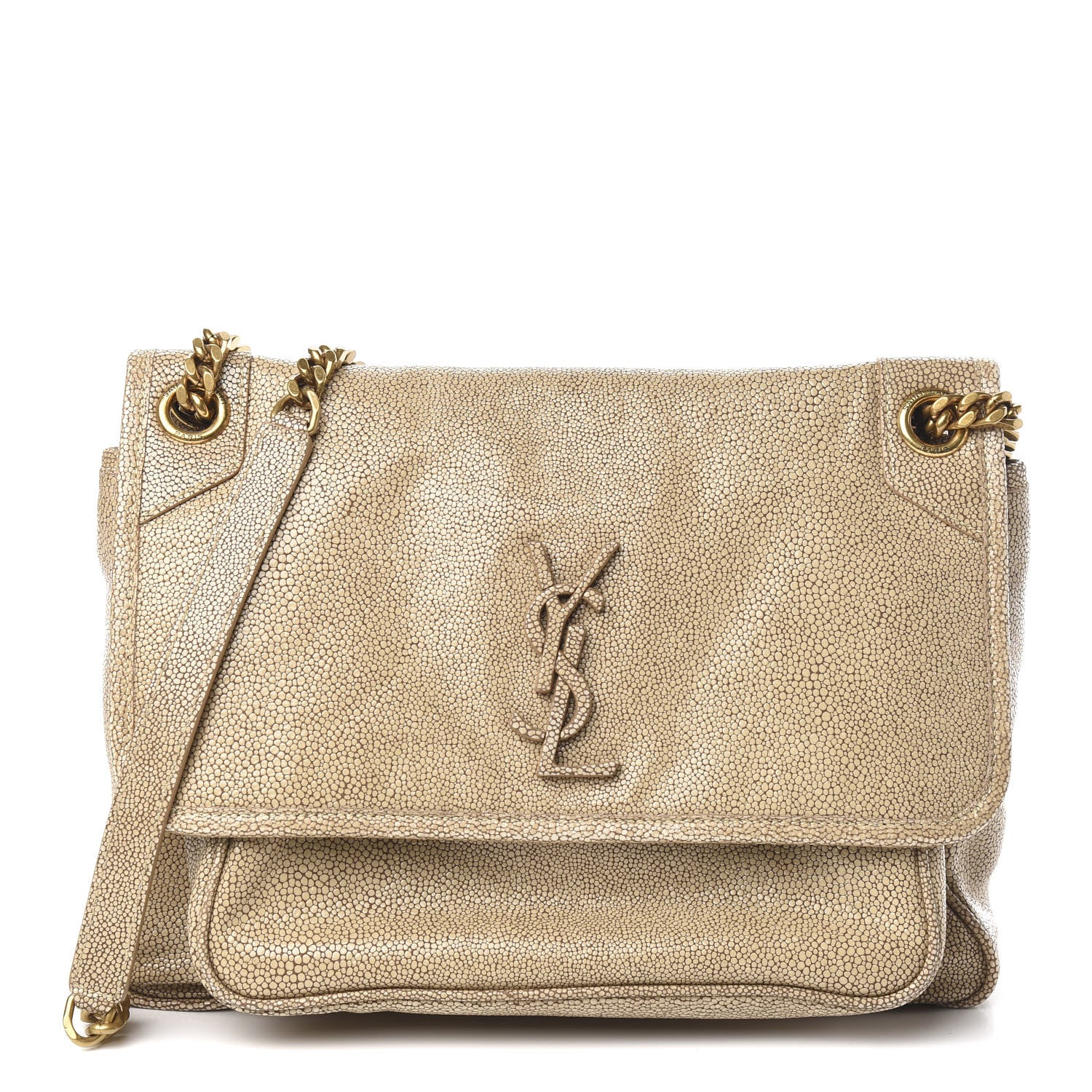 Saint Laurent Stingray Embossed Monogram Medium Niki Chain Satchel Beige 1 of 11