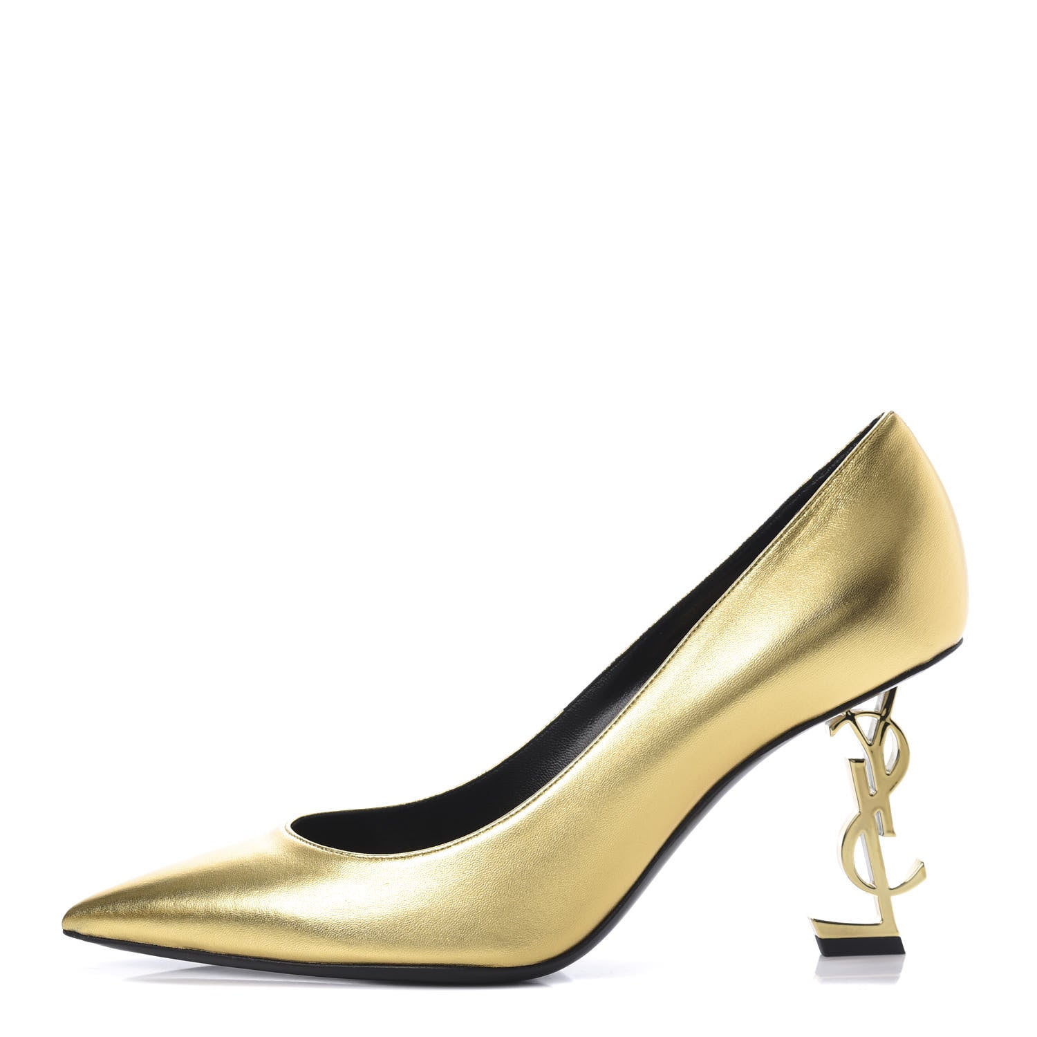 Saint Laurent Metallic Calfskin Opyum 85 Pumps 39.5 Gold 1 of 10