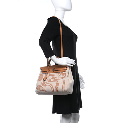 Hermes Vache Hunter Toile H Brides de Gala Herbag Zip Retourne 31 PM Natural 2 of 14