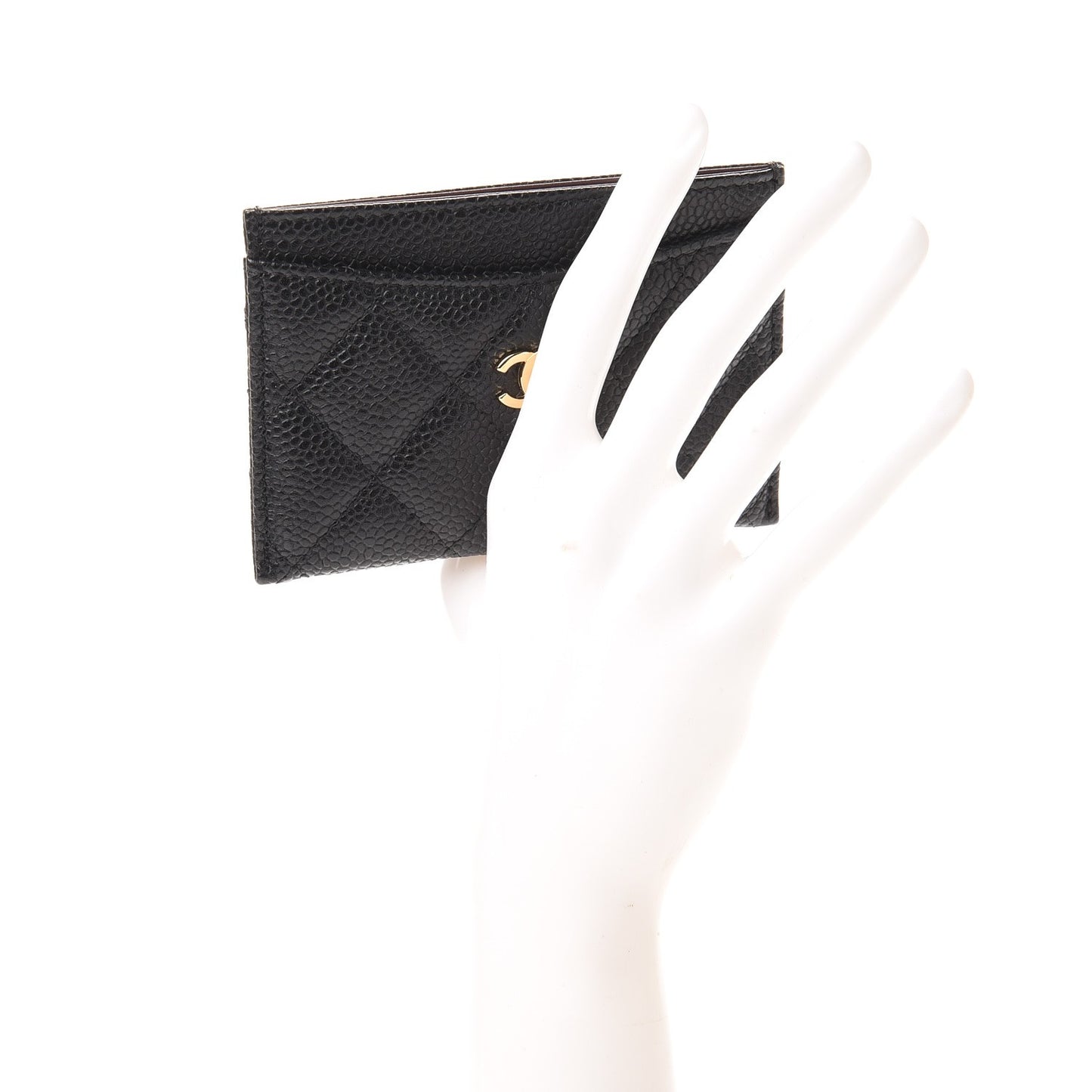 Caviar Quilted Card Holder Black