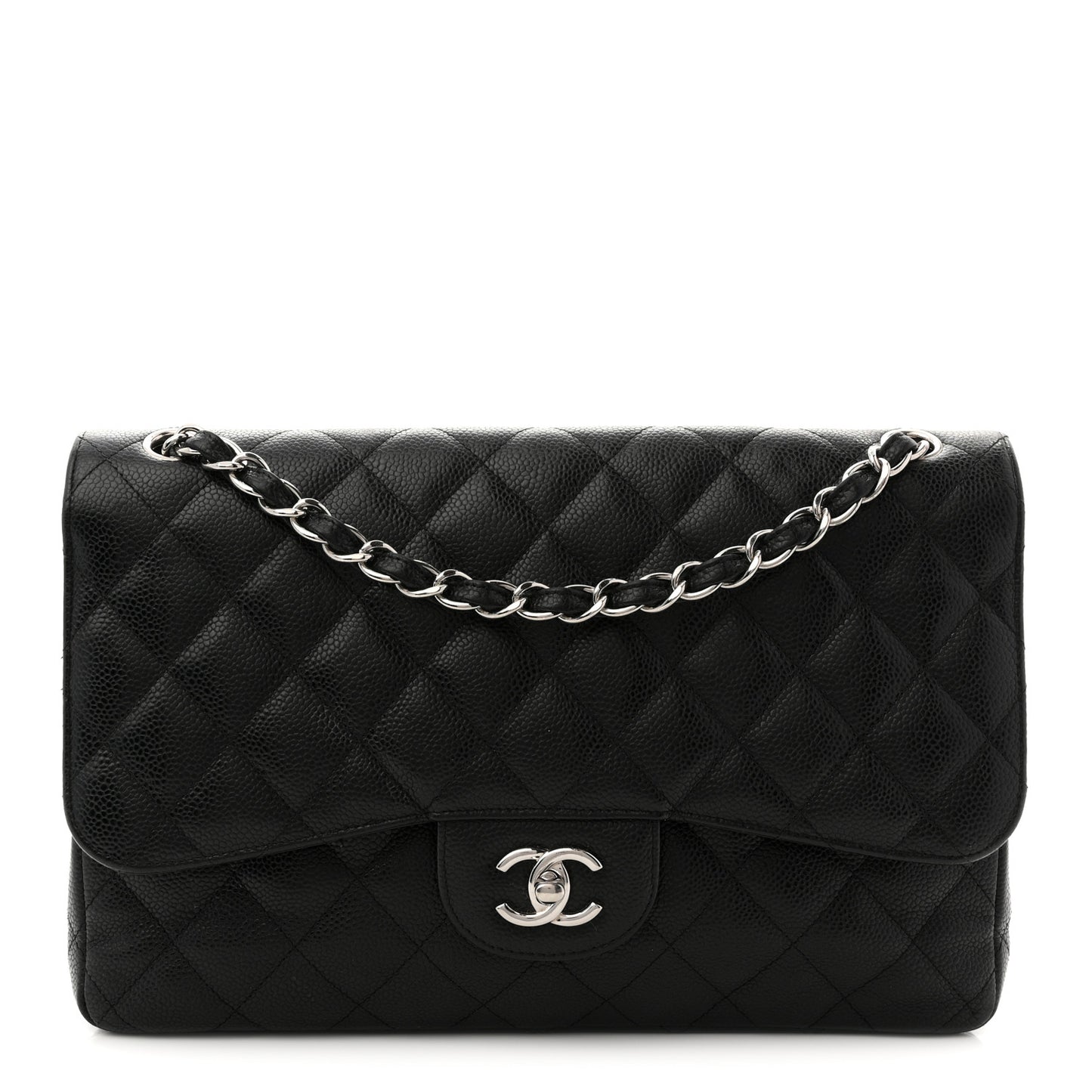 Caviar Quilted Jumbo Double Flap Black