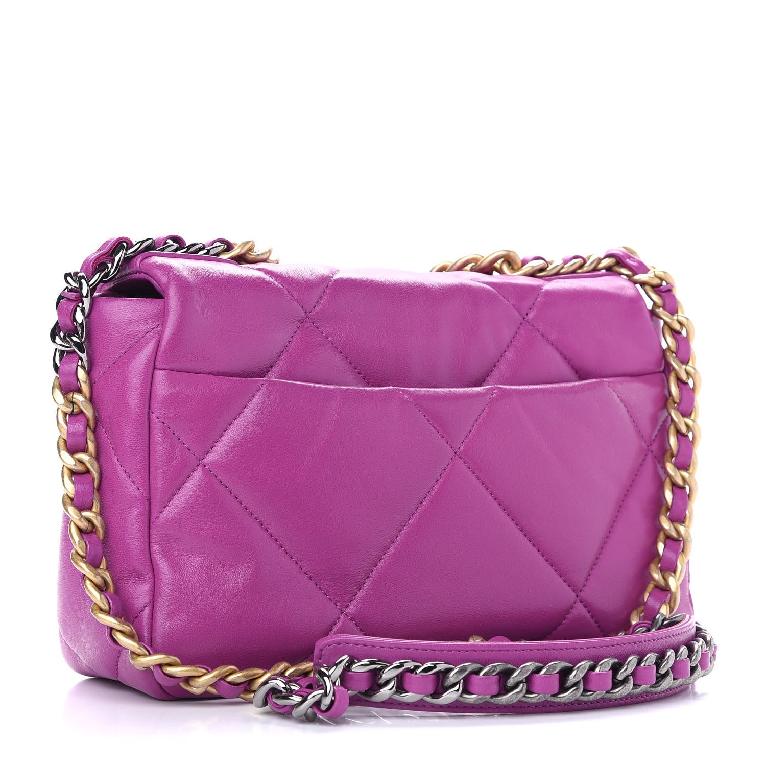 Chanel Lambskin Quilted Medium Chanel 19 Flap Purple 3 of 9
