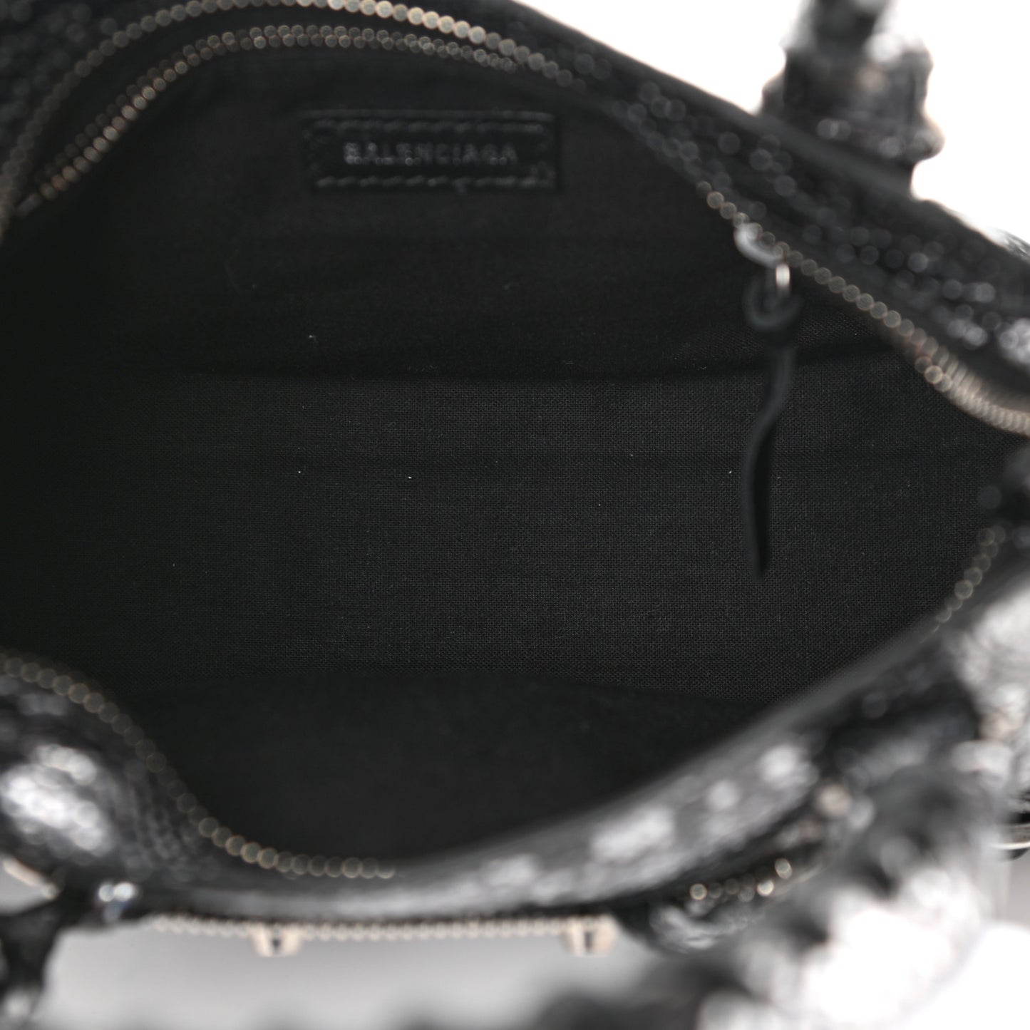 Metallic Calfskin Snakeskin Embossed Classic Silver Hardware Mini City Silver