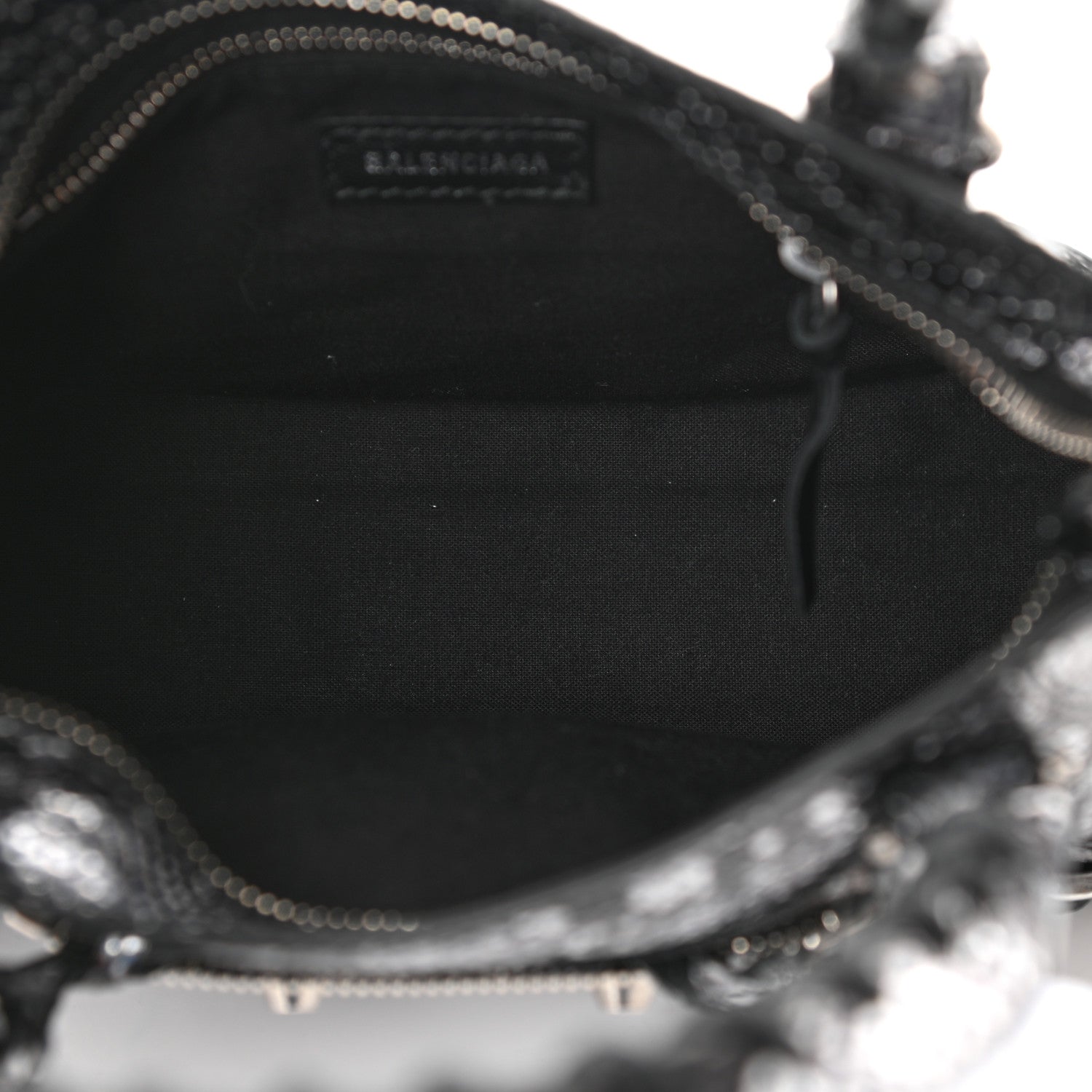 Balenciaga Metallic Calfskin Snakeskin Embossed Classic Silver Hardware Mini City Silver 5 of 10