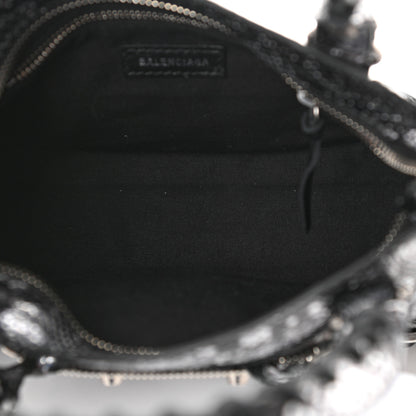 Balenciaga Metallic Calfskin Snakeskin Embossed Classic Silver Hardware Mini City Silver 5 of 10