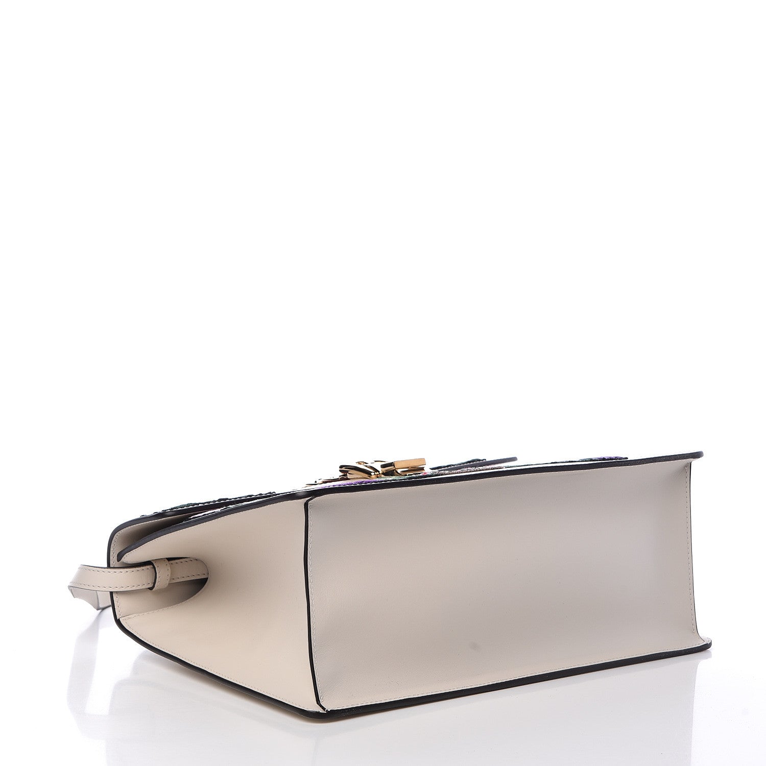 Gucci Calfskin Embroidered Medium Sylvie Top Handle Bag White 4 of 11
