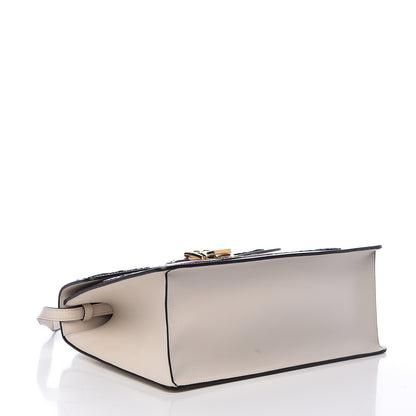 Gucci Calfskin Embroidered Medium Sylvie Top Handle Bag White 4 of 11