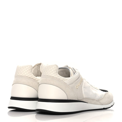 Chanel Nylon Suede Kidskin Calfskin Logo Sneaker 45 White Black 5 of 8