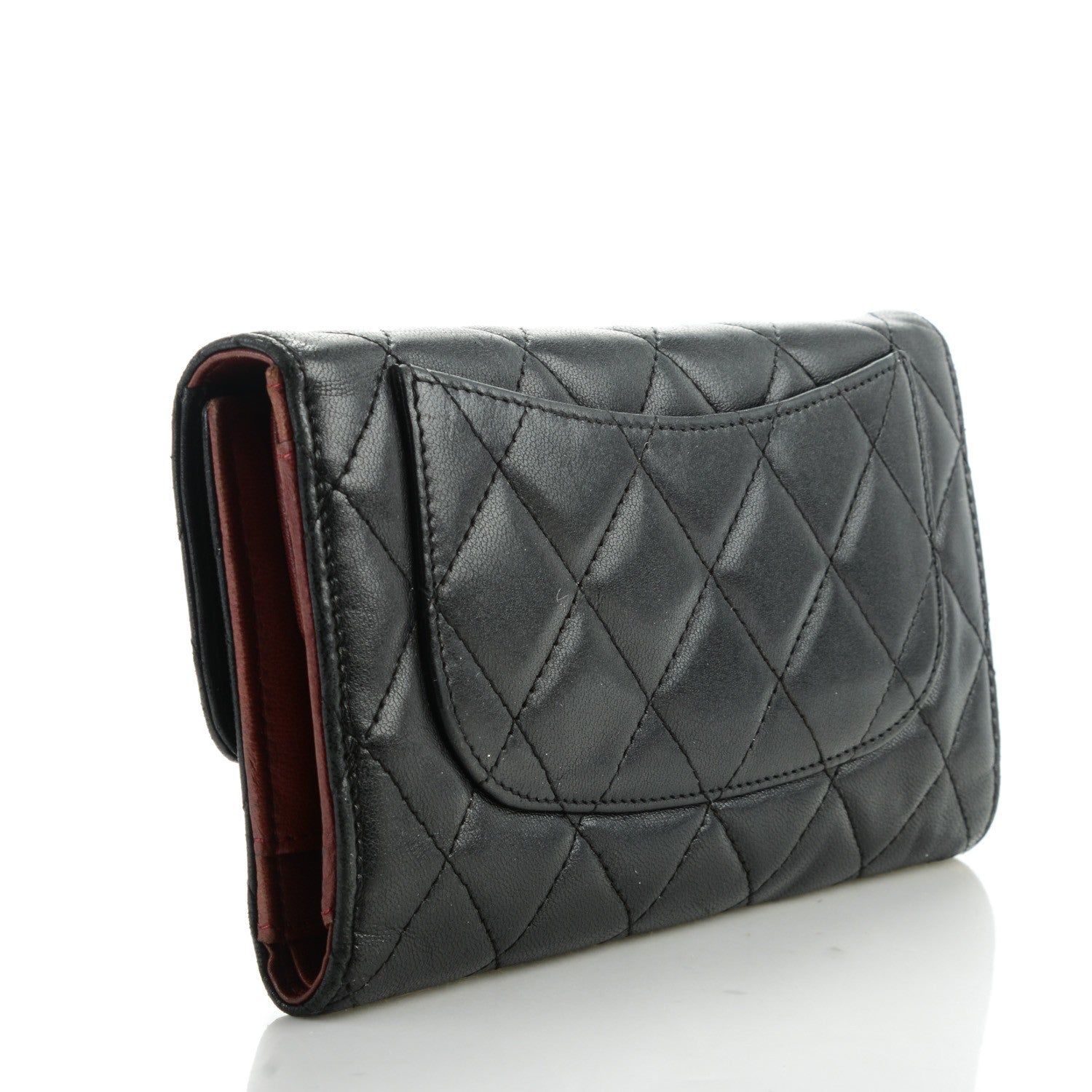 Chanel Lambskin Quilted Large Flap Wallet Black 3 of 9