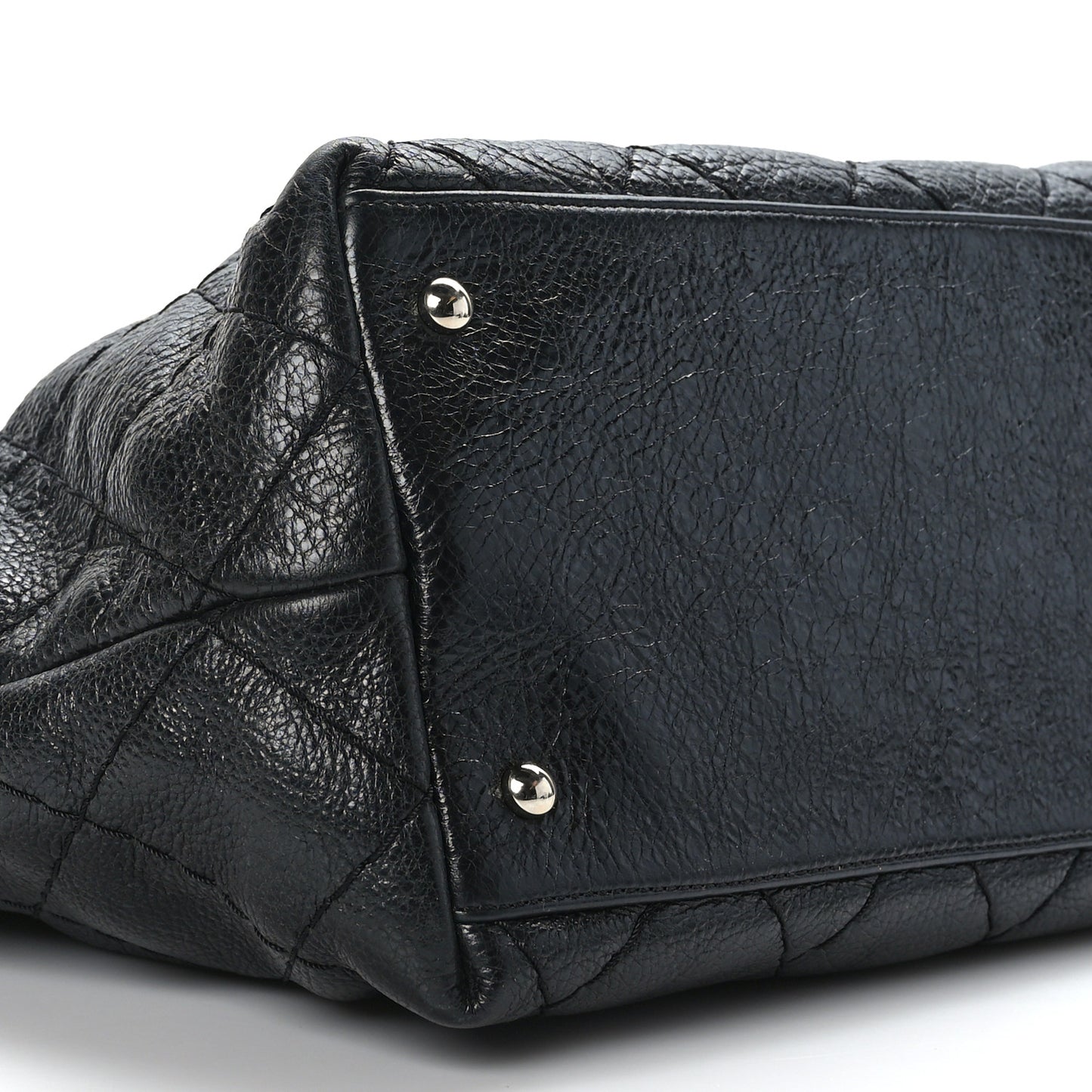 Glazed Calfskin Large On The Road Tote Black