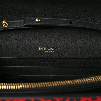 Saint Laurent Leopard Print Monogram Chain Wallet Black Red 6 of 10