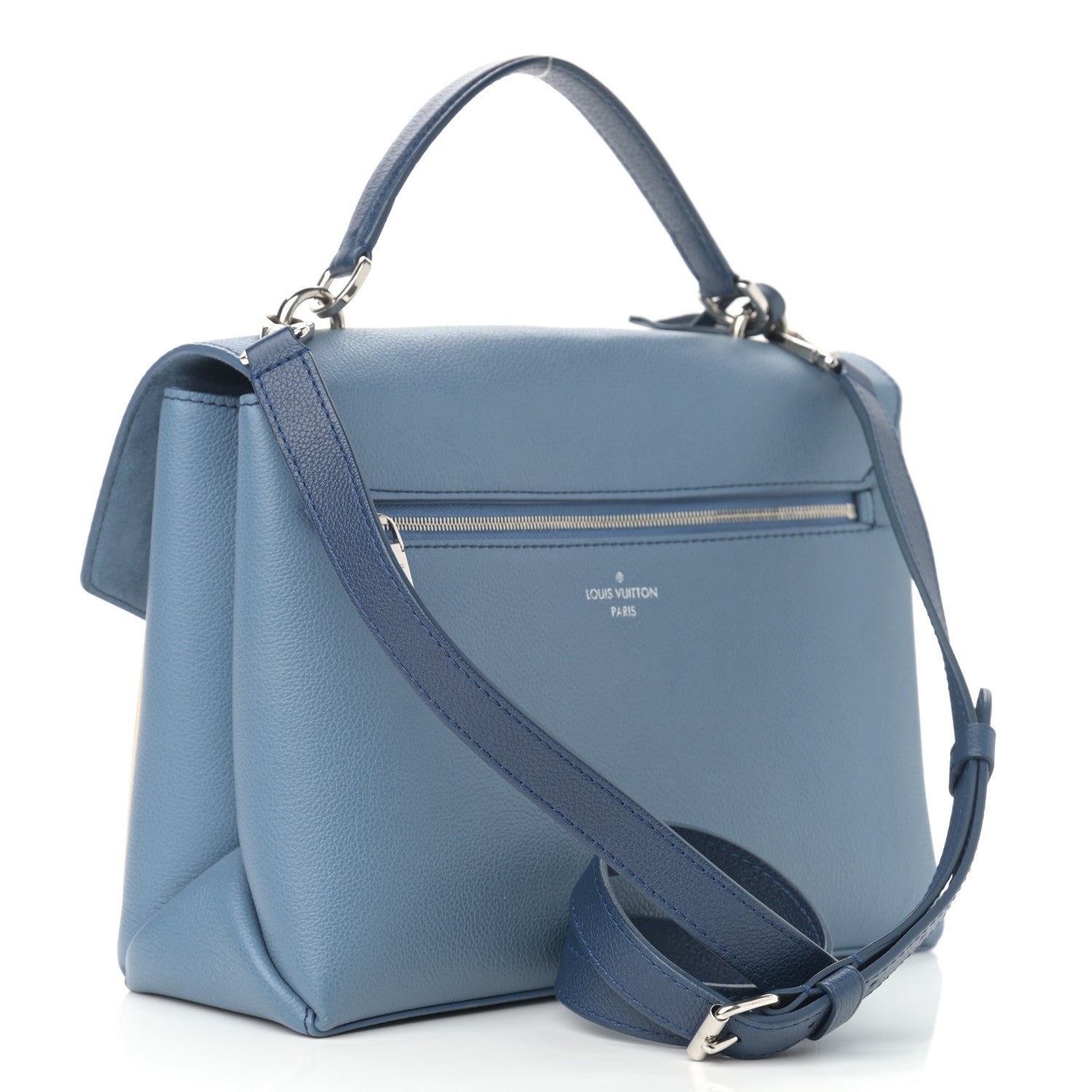 Louis Vuitton Soft Calfskin My Lockme Top Handle Blue Jean Creme 3 of 12