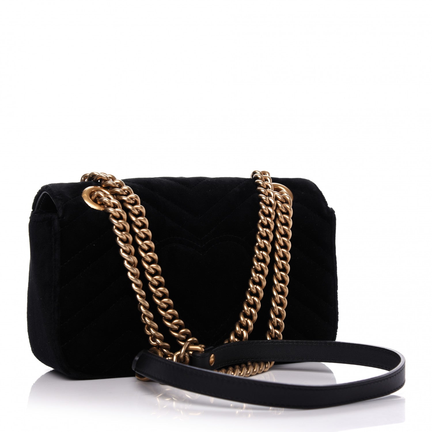 Gucci Velvet Matelasse Embroidered Mini GG Marmont Shoulder Bag Black 3 of 9
