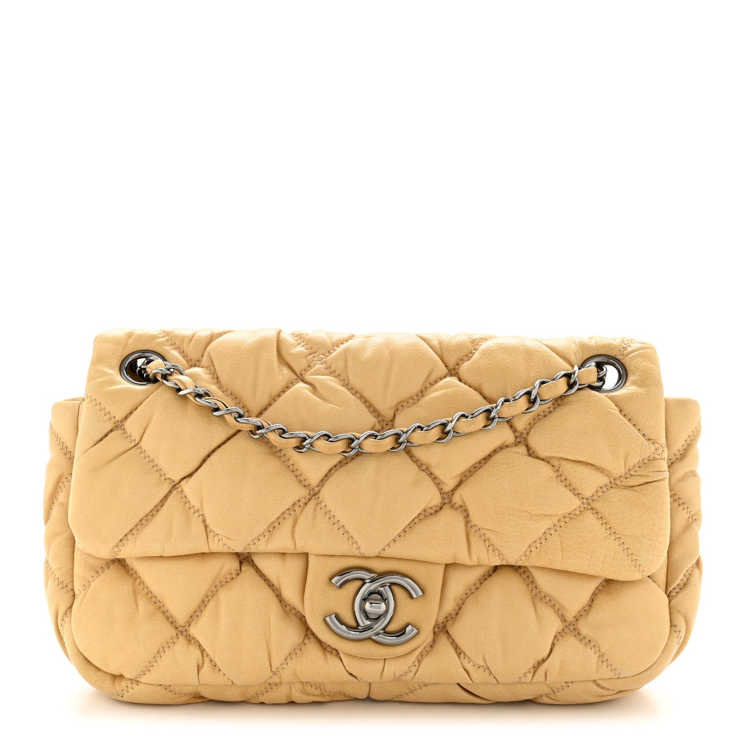 Chanel Calfskin Quilted Medium Bubble Quilt Flap Bag Beige 1 of 14