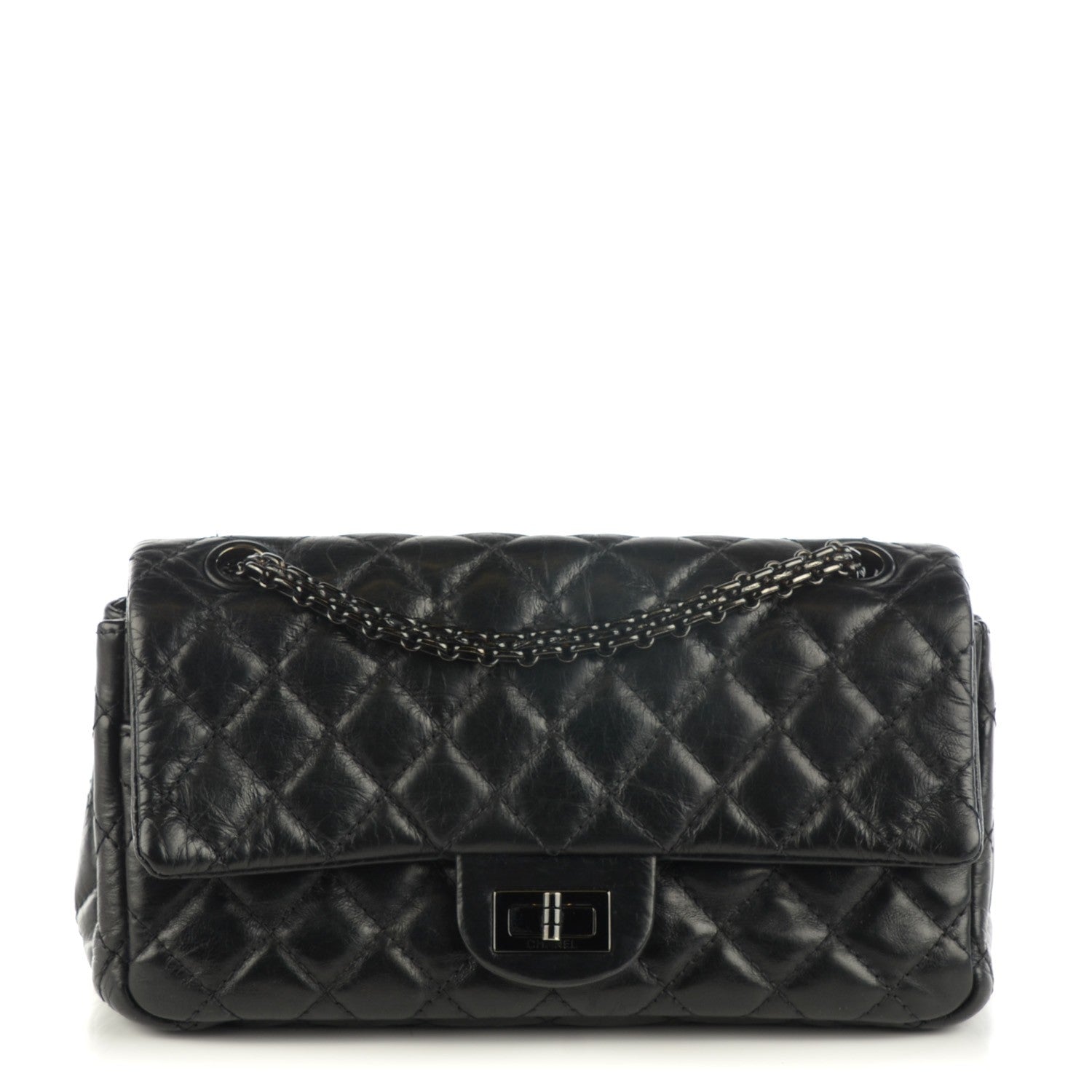 Chanel Aged Calfskin Quilted Accordion Reissue 2.55 Flap Black 1 of 8