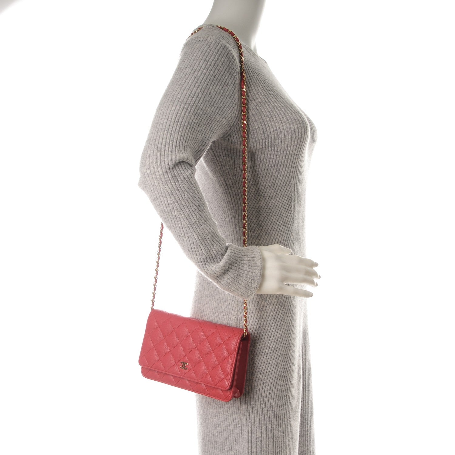 Chanel Caviar Quilted Wallet On Chain WOC Dark Pink 2 of 8