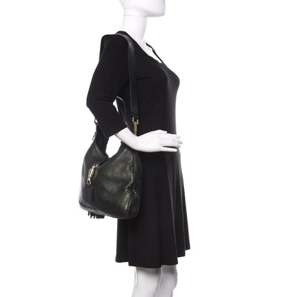 Gucci Metallic Pebbled Calfskin Large New Jackie Shoulder Bag Green 2 of 11