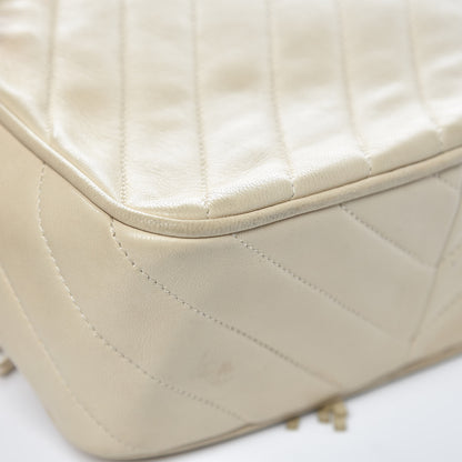 Chanel Lambskin Diagonal Quilted Tassel Camera Bag Light Beige 15 of 19