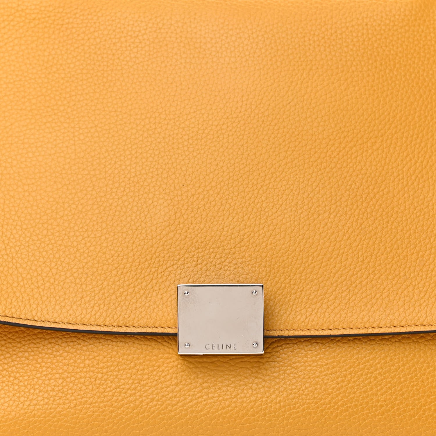 Celine Drummed Calfskin Suede Medium Trapeze Ocre 7 of 12