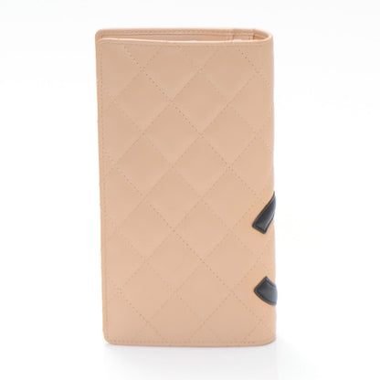 Chanel Calfskin Quilted Cambon Yen Wallet Beige Black 3 of 7
