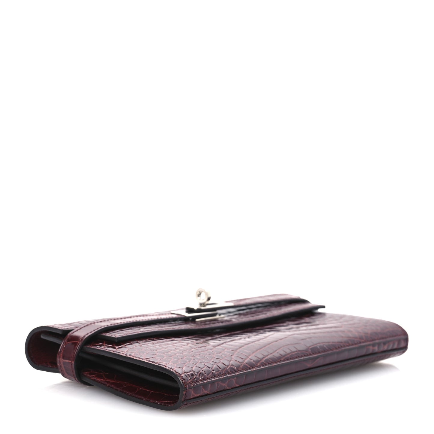 Shiny Alligator Kelly Longue Wallet Bourgogne
