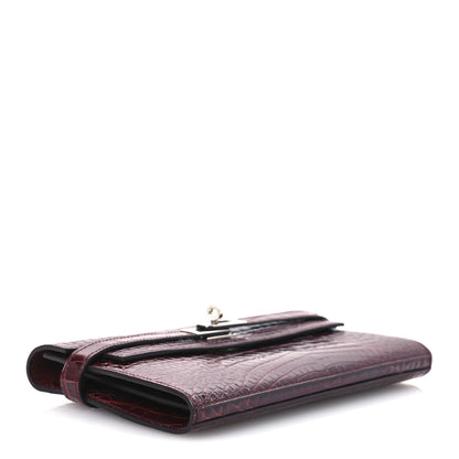 Hermes Shiny Alligator Kelly Longue Wallet Bourgogne 4 of 10