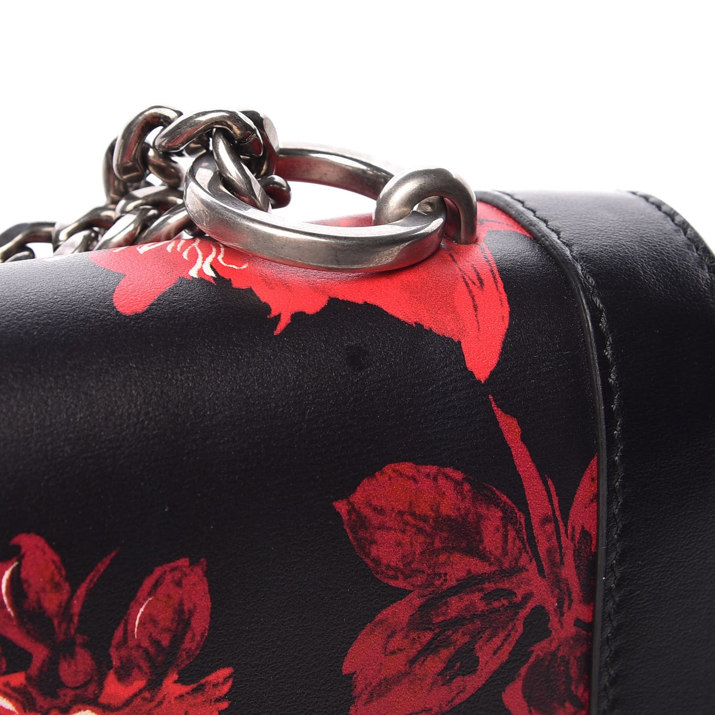 City Calf Floral Lipstick Print Severine Flap Shoulder Bag Rosso Black