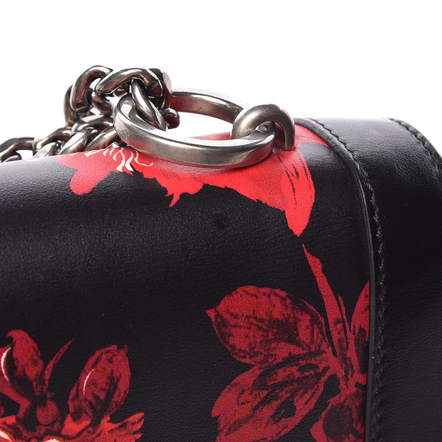 Prada City Calf Floral Lipstick Print Severine Flap Shoulder Bag Rosso Black 15 of 17