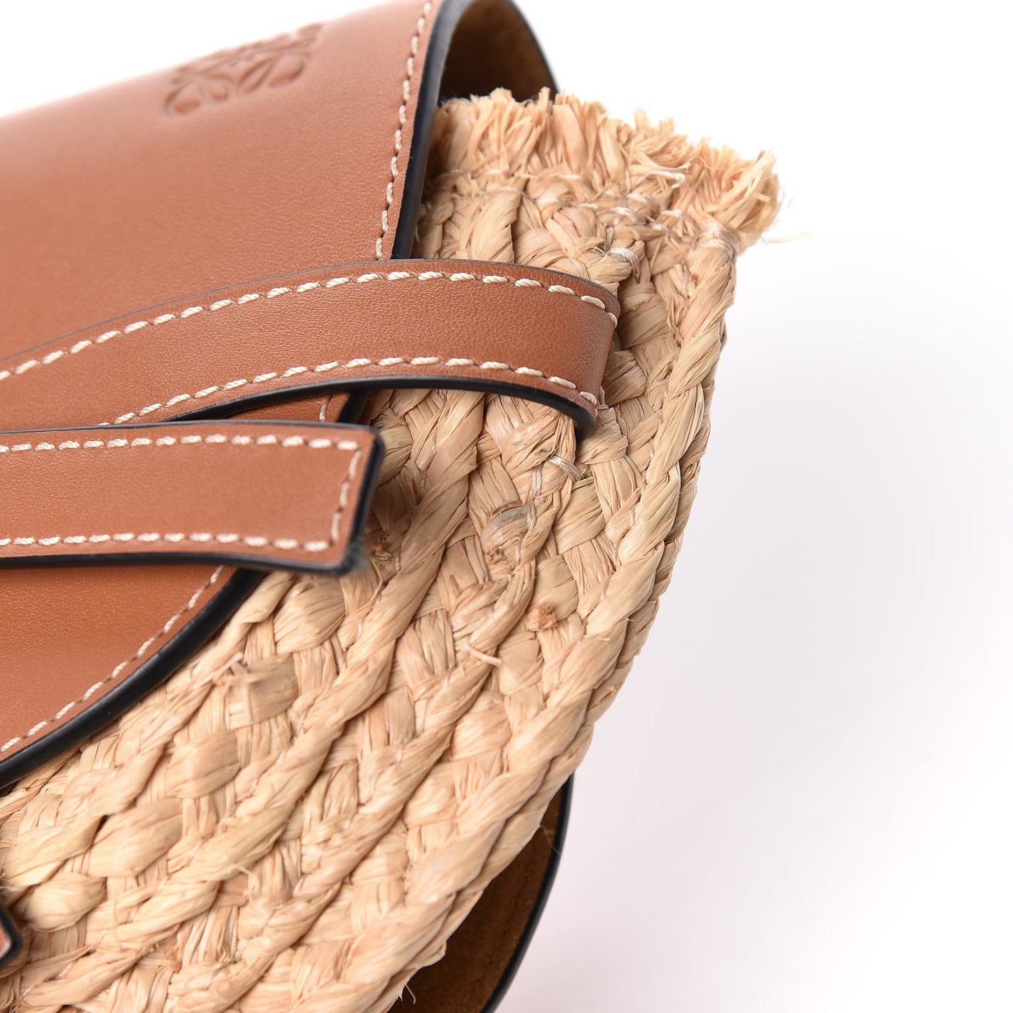 Calfskin Raffia Mini Gate Crossbody Bag Natural Tan